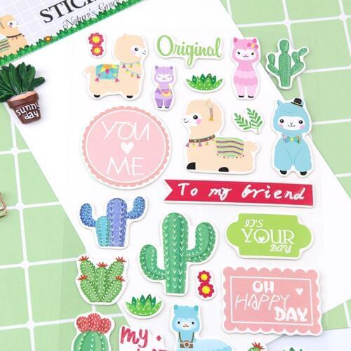 Alpaca Cactus Decorative Stationery Stickers Scrapbooking DIY Diary Album Stick Label