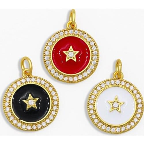 OCESRIO DIY Cubic Zirconia Small Round Star Pandent Suopply For Handmade White Stone Pendant Jewelry Making Accessories pdta128