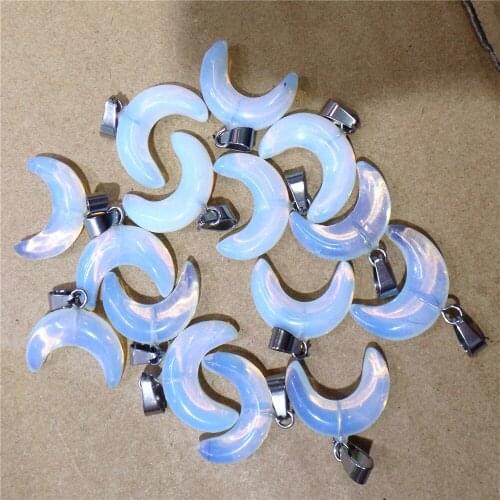 10Pcs 20x15x7mm White Opal Moon Pendant For DIY Jewelry Making Necklace Accessories Interesting Gifts