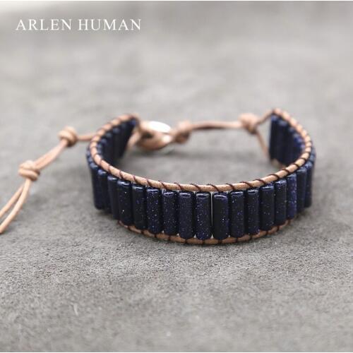 Fashion Cylinder Women Natural Stone Bracelet Boho Natural Stone Beads Adjustable Bracelets Jewelry