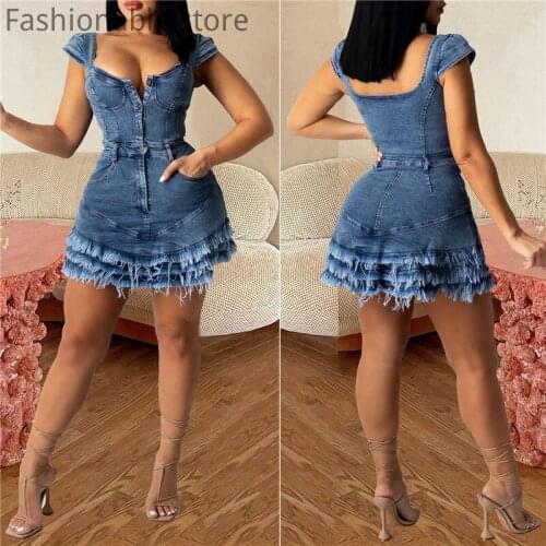 Oversize Single Breasted Tassels Hem A-Line Dress