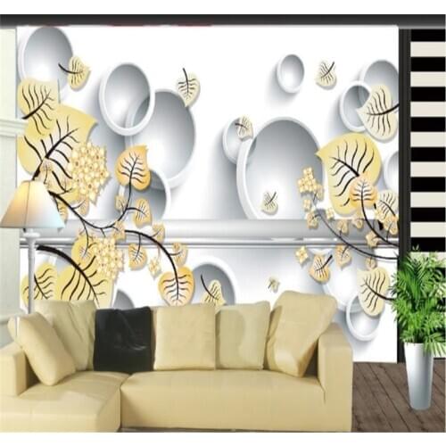 Custom wallpaper painting wall cloth living room 3D leaf pattern TV background wall interior decoration painting