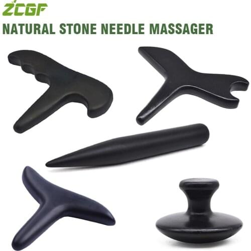 Drop Shipping Natural Stone Needle Body Acupuncture Point Massager Facial Slim Bian Stone Muscle Relaxation Health Care Tools