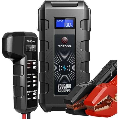 TOPDON V2000PRO Jump Starter 20800mAh 2000A 12V Output Portable Emergency Starter Power Bank Car Booster Starting Device