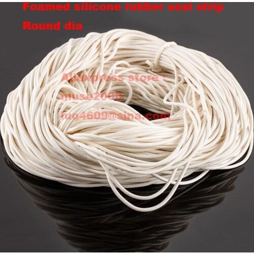 Foamed silicone rubber seal strip Round dia1 1.5 2 3 4 5 6 7 8 9 10 mm Oring line cord Foaming rubber molding damper waterproof