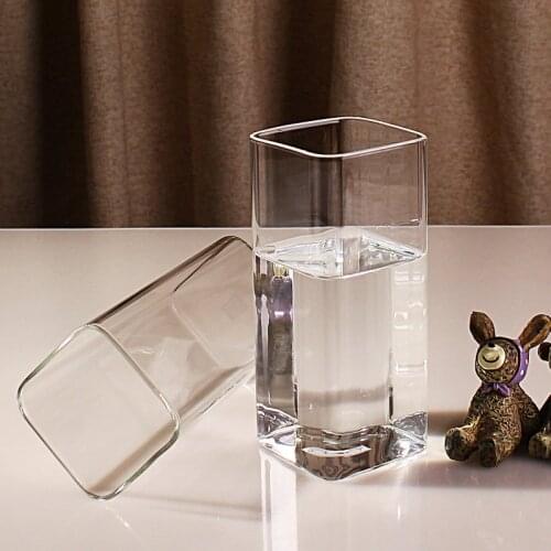High Temperature Resistant Square Glass Square Water Cup Milk Cup Single Layer Transparent Coffee Cup Juice Cup Gift