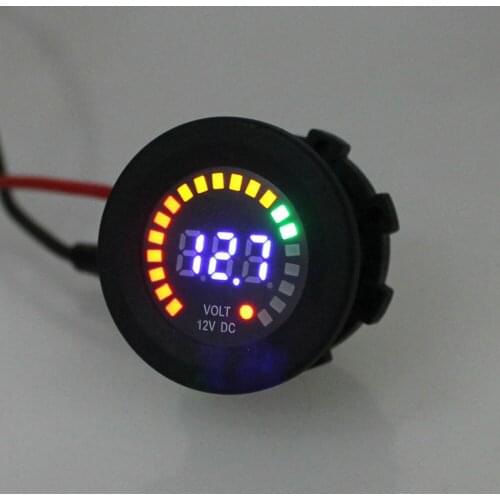 12V Digital Car Motorcycle Voltmeter Voltage Meter Gauge with Blue LED Display for Car Auto Automotive Motorcycle