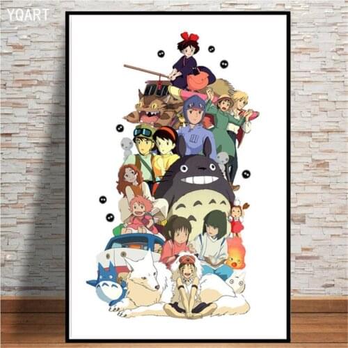 Japanese Anime Spirited Away Totoro Series Posters Pictures Cartoon Comic Canvas Paintings for Home Kids Room Wall Decor