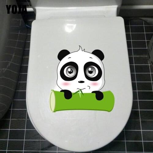 YOJA 20.3X21CM Pandas Eating Bamboo Bedroom Home Decor Toilet Decal Wall Sticker Cute Cartoon T3-1105