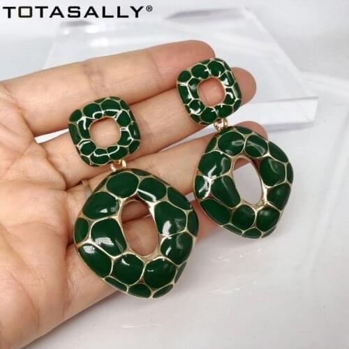 TOTASALLY New Womens Big Earrings Hyperbole Spotted Square Cocktail Earrings Club show Party Jewelry Brincos Bijoux Dropship