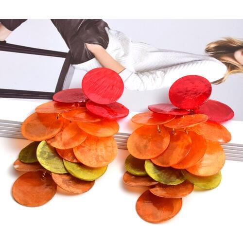 New Arrive Colorful Shell Long Earring Statement Big Drop Earrings High-quality Fashion Trend Jewelry Accessories For Women