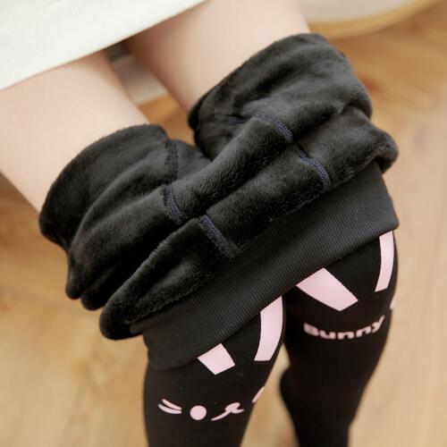 Women Leggings Winter Thick Velvet Warm Leggings Cartton Cat Skinny Pencil Pants Clothes