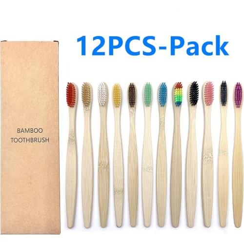 Charcoal Bamboo Toothbrush 12/10 pcs Toothbrushes Natural Eco-Friendly Biodegradable Oral Care Healthy Wood Toothbrush