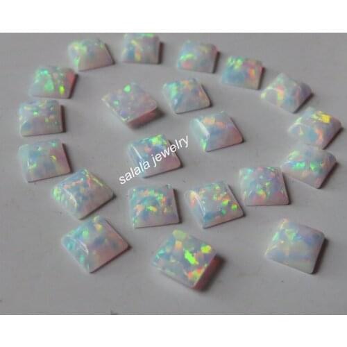 200pcss /lot Square opal wholesale 4mm op17 white synthetic square Cabochon opal white Square Opal stone