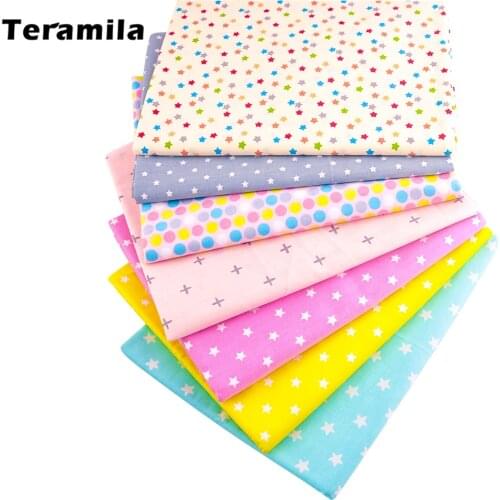 2021 News Colorful Shining Stars Designs Home Textile Tela 100% Cotton Fabrics Light Beige Twill Fat Quarter Material Patchwork