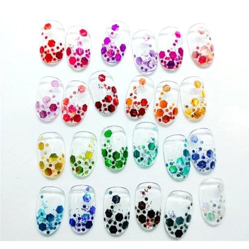 24 Box/Set Laser Nail Flake Glitter Sequins Mix-Size Holographic Glitter Flakes 24 Colors Shining Glitter Flake Powder Decoratio