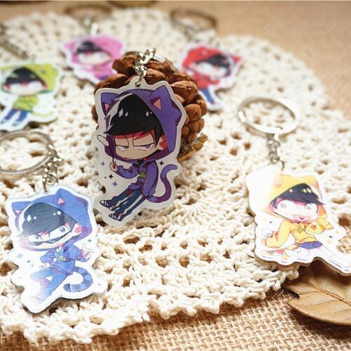6.5cm 6pcs/set Anime Keychain Osomatsu san Matsuno Todomatsu Llavero Osomatsu Family Mumbers Keyrings Gift One Set Keyrings