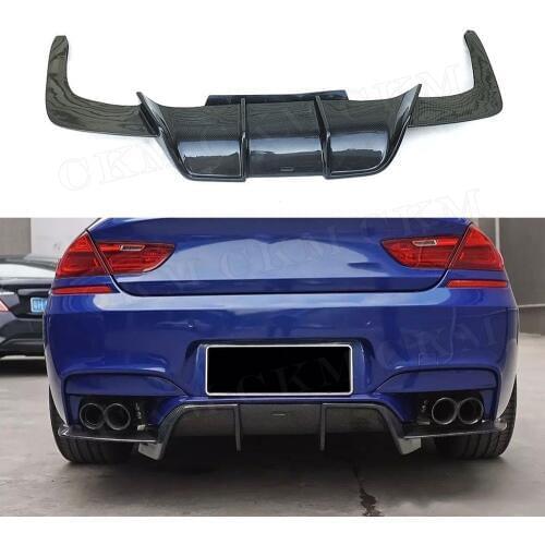 6 Series Carbon Fiber Rear Diffuser Bumper Lip Spoiler for BMW F06 F12 F13 M6 M Sport 2013-2016 V Style Fins Shark Bumper Guard