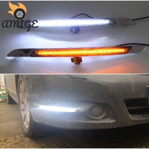 Amige 12V LED DRL Daytime Running Light For Nissan Teana J32 2008 - 2013 Turning Yellow Signal Headlamps Daylights