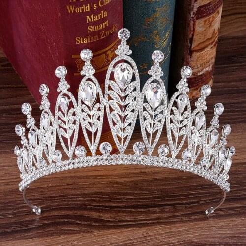 Baroque Brides Crown Wedding Dress Accessories Alloy Rhinestone Leaf Headdress Crown Wedding Crown