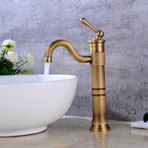 Basin faucet Antique Brass Sink Mixer Tap Hot and Cold Faucet Retro Bathroom Crane Single Handle Lavatory Water Tap Torneira