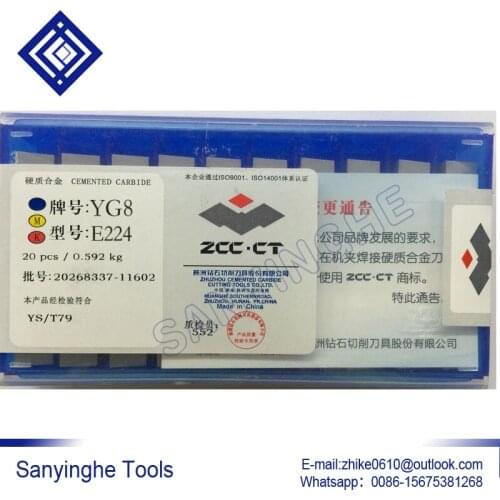 Free shipping high quality 20pcs/lots YG8 E223 / E224 / E225 / E226 carbide welding inserts brazed insert blade tools