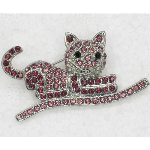 Cat Brooch Purple Rhinestone Pin brooches C836 D