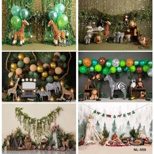 Wild One Photography Backdrop Jungle Safari Animal Newborn 1st Birthday Party Adventure Background Banner Photocall Photo Studio