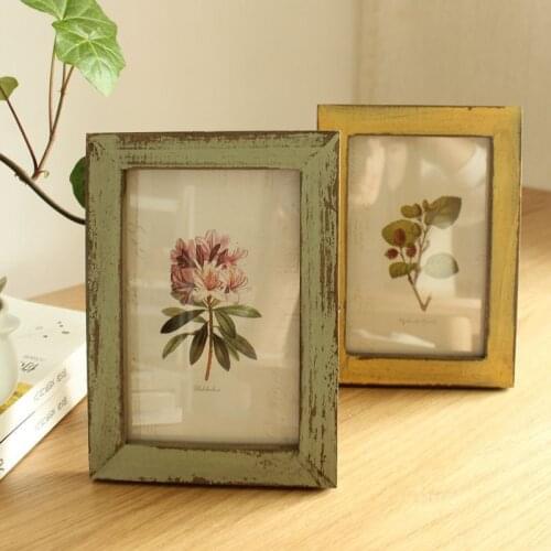 Japanese Style Retro Distressed 4R Decorative Painting 6 inch Wooden Photo Frame Solid Wood Photo Frame Wedding Photo