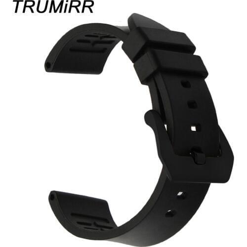22mm 24mm Fluoro Rubber Watchband for Seiko Citizen Casio Hamilton Watch Band Brushed Stainless Steel Clasp Strap Wrist Bracelet