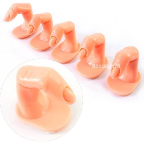 5Pcs Flexible Soft Plastic Mannequin Model Painting Practice Tool Nail Art Fake Hand Finger for Training