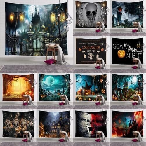 Hot Sell Halloween Wall Hanging Tapstry Skull/Pumpkin Print Bedroom Decoration Indie Room Decor arazzo da parete T517