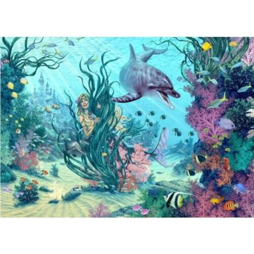 Sea diamond art painting whale mosaic embroidery fish grass picture puzzle rhinestones stickers home decor needlework craft diy