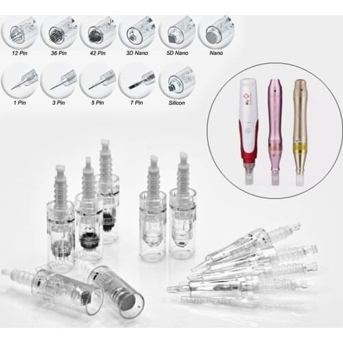 Home use Dr pen Bayonet Microneedle Cartridge needle Electric Auto Dr.Pen Microneedle Nano Round Tattoo Needle for BB Cream Glow