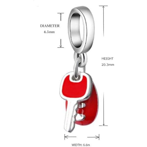 Red Enamel Beads 925 Sterling Silver DIY Key Pendant Fit Women Charms Silver 925 Original 2020 Bracelet Beads For Jewelry Making