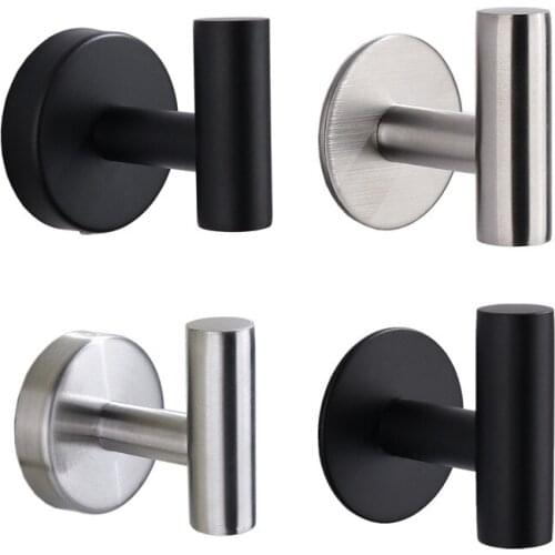 Robe Hook Mirror Polished /Matte Black /Brushed Stainless Steel Towel Hook Wall Mount Square Towel Robe Coat Hat Door Hanger