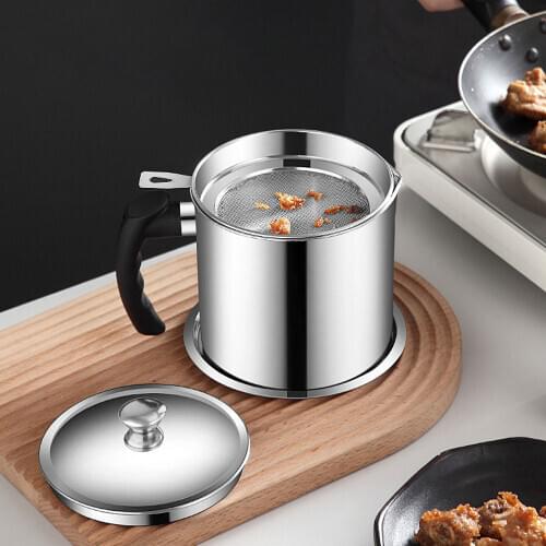 Stainless Steel Oil Strainer Pot Container Jug Storage Can With Filter Cooking Oil Pot lard tank For Kitchen Household Tools new