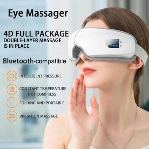 Electric Eye Massager 4D Smart Airbag Vibration Eye Care Device Hot Compress For Bluetooth Eye Massage Glasses Fatigue Relief