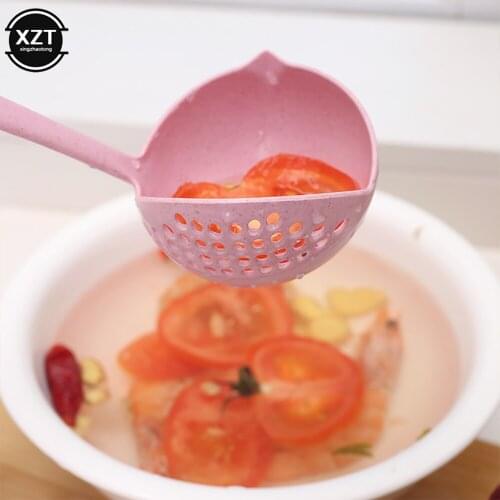 Multifunction Soup Spoon Colander 2 in1 Long Handle Soup Spoon Home Strainer Cooking Colander Kitchen Scoop Plastic Tableware