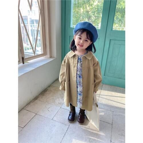 Fashion Girls Jacket Coat Clothes Turn-down Collar Kids Classic Trench Outwear Fall Winter Warm Children Tops 1-6Y