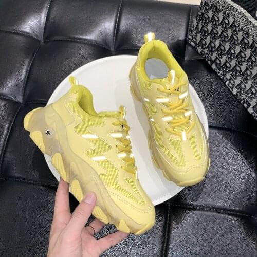 Fashion 2020 New Spring and Autumn Daddy Shoes Womens Luminous Increased Crystal Bottom Casual Sneakers