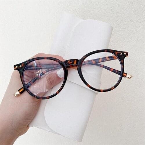 Fashion Korean Leopard Round Glasses Frame 2021 Mens Luxury Brand Transparent Clear Green Eyeglasses Frame Optical Spectacles