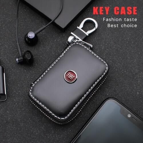 Fashion Leather Key Wallet Car Key Holders Bag Key Case For Fiat Panda Bravo Punto Linea Croma 500 595 Auto Styling Accessories