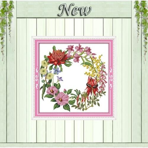 Garland flowers home decor painting counted printed on canvas DMC 14CT 11CT Chinese Cross Stitch Needlework Sets Embroidery kits