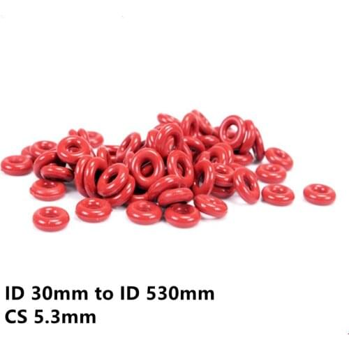 Custom CS 5.3mm 1pc VMQ O Ring Washers Silicone Sealing Gaskets Spacer ID 30 - 190MM Red Translucent White