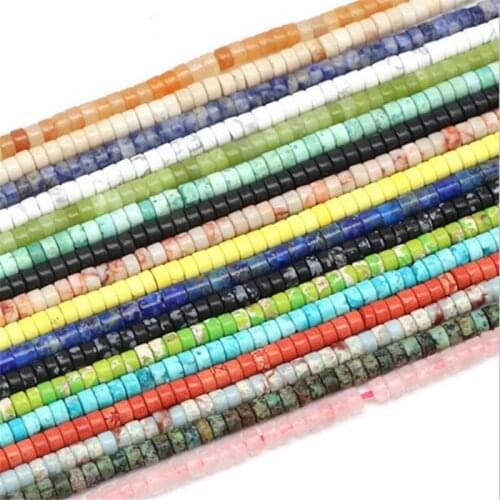 Natural Lapis lazuli Tiger eye 2x4mm Tube Column Disc Spacer Stone Loose Beads For DIY Bracelet Necklace Earring Jewelry Finding