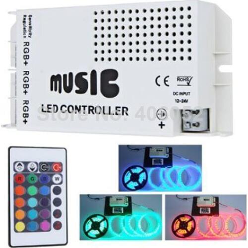 10set/lot led music controller DC12-24V 24key ir remote controller wireless LED Music Sound Control for RGB LED Strips