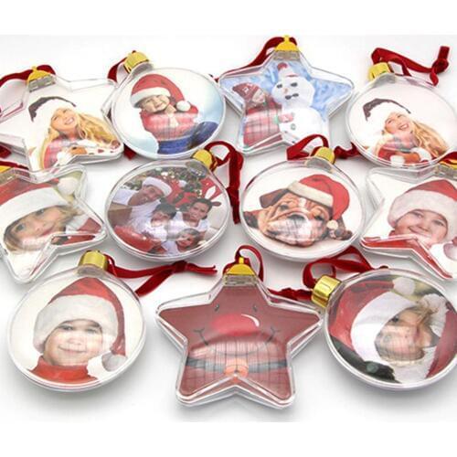 DIY Transparent Photo Five-star Ball Christmas Decorations X-mas Tree Hanging Decorations Party Valentines Day gift AB