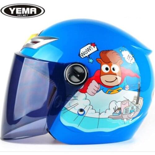 2019 New safety protection children Motorcycle helmets YEMA baby child Motorbike Helmet made of ABS black gray PC Lens visor