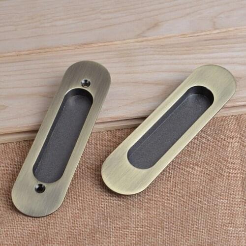 2PCS Hidden Zinc Alloy Recessed Pull Sliding Door Handles Bedroom Cabinet handle furniture hardware